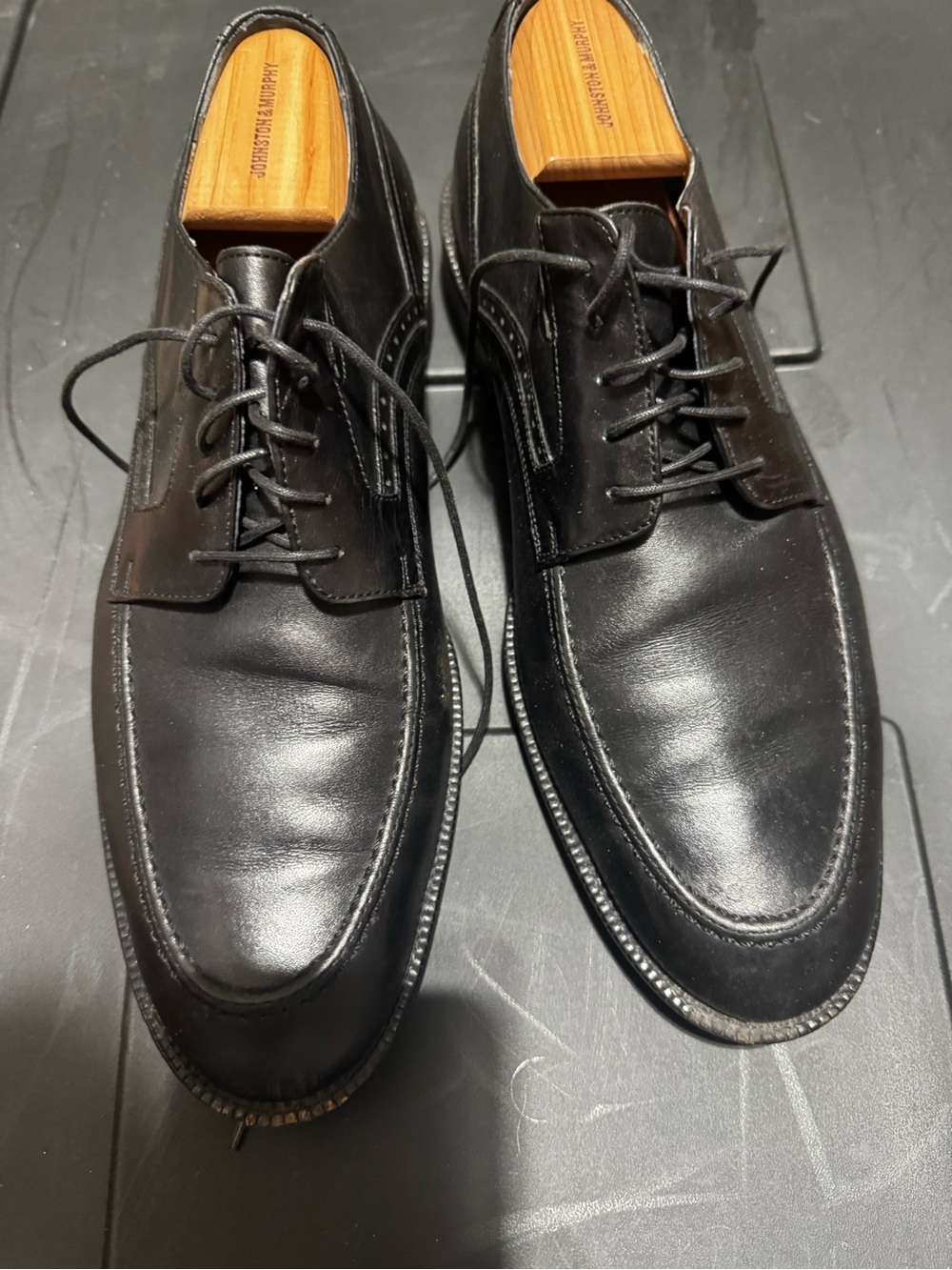 Johnston & Murphy Black Leather Derby Shoes